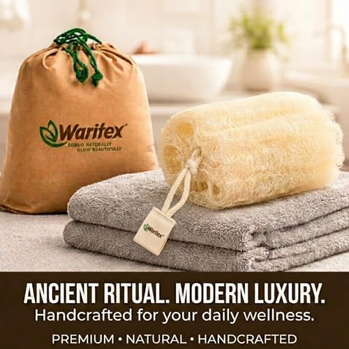 Waritex Organic Egyptian Large Loofah Sponges 3-Pack Exfoliating Body Scrubber