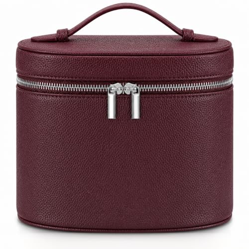 Makeup Bag Vanity Case with Removable Dividers Travel Toiletry Organizer - Wine