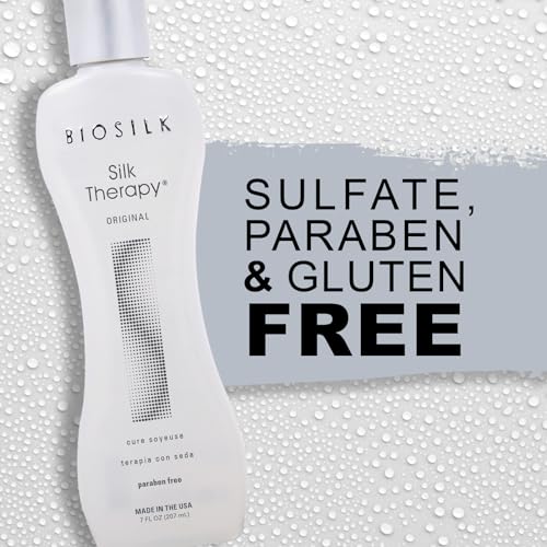 BioSilk Silk Therapy Original, Reconstructing Leave-In Hair Treatment, Adds Shine, Smooths & Prevents Split Ends, Sulfate-Free, Paraben-Free, Cruelty-Free, 7 Oz