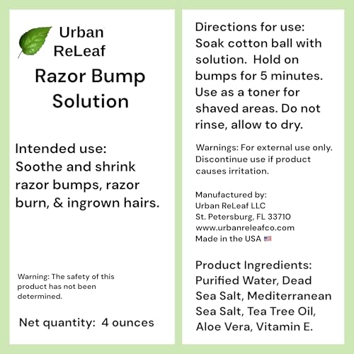 Urban ReLeaf Razor Bump Solution ! Natural Sea Salt and Tea Tree. Soothe & Gently Calm Shaving Bumps, Burns & Ingrown Hairs. Made fresh in USA! Helps Irritation. (Pack of 2)