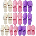 Reusable Spa Slippers for Guests with Ribbons - 7.5-9.5 Size, Pink, Champagne, Purple