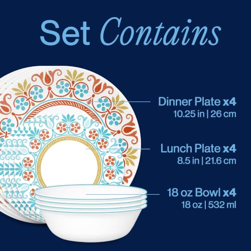 Corelle Terracotta Dreams 12-Piece Dinnerware Set for 4 - Plates & Bowls