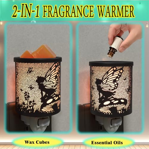Plug in Wax Warmer Candle Wax Warmer for Scented Wax melt Warmer Plug in Wax melt Warmer Wax Burner Electric Wax Melter Candle Warmer as Home Decor Gifts for Women(Flower Fairy)