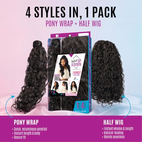 Sensationnel Instant Updown Half Wig & Ponytail Wrap - 1B Off Black
