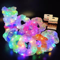 Multi-Colored 20+12pcs Light Up LED Scrunchies & Satin Hair Ties Set - Neon Party Accessories