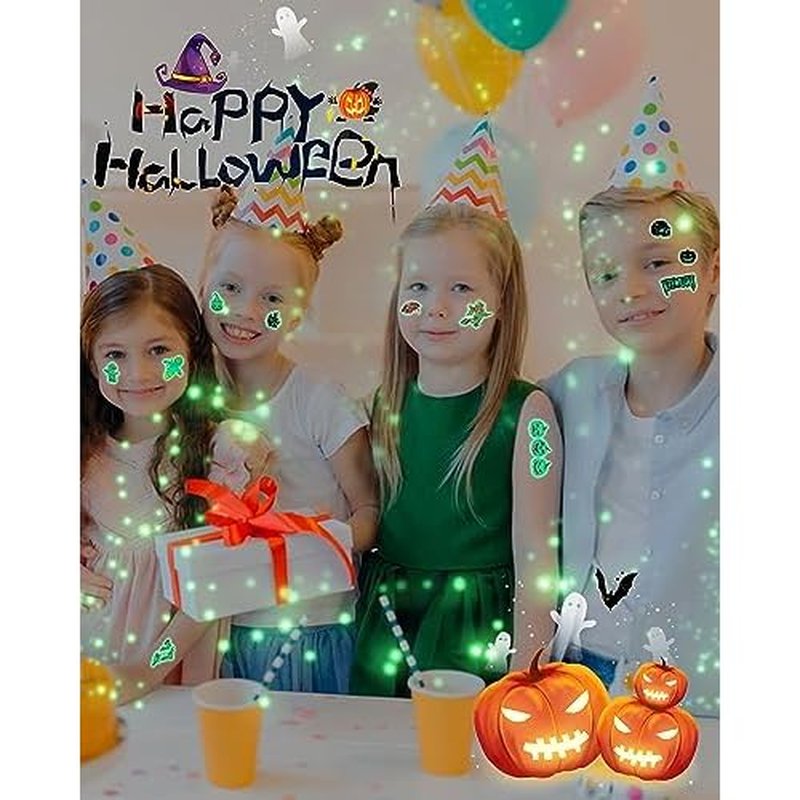 For Halloween Party Favors Supplies - 102 PCS Glow-in-the-Dark Individually Wrap Temporary Tattoos for Kids - Perfect Birthday Party Decorations Favors, Halloween Gifts Goodie Bag Fillers