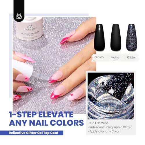 beetles 44pcs Gel Nail Polish Set - 36 Colors Colorful Muse Gel Polish Kit Pink Nude Red Yellow Green Black White Glitter Nail Kit Base Top Coat UV LED Needed Salon DIY Home Gift for Women