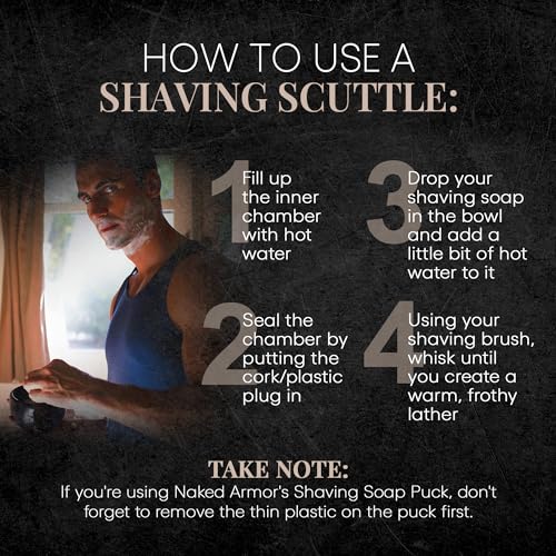 Midnight Nude Armor Savanna Shaving Scuttle Porcelain Lather Bowl for Wet Shaving