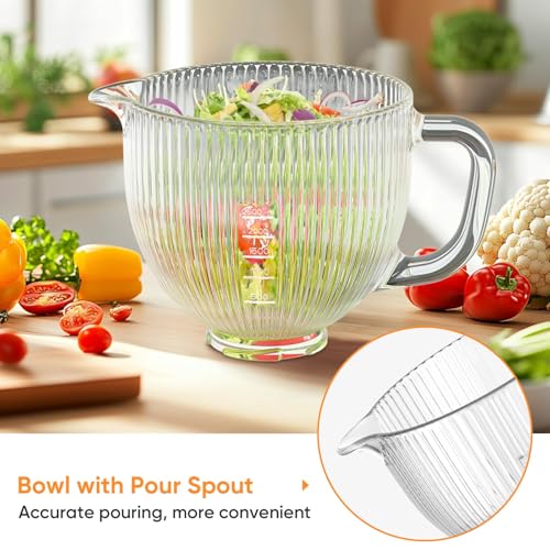 Glass Mixer Bowl for KitchenAid 4.5-5 Quart Tilt-Head Stand Mixers - Frost Blue
