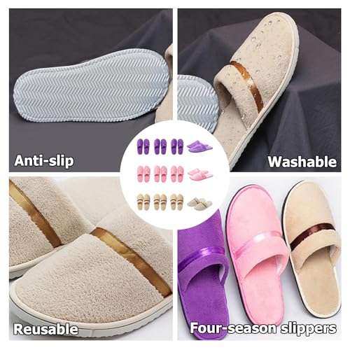 12 Pcs Washable Non-Slip Guest House Slippers for Visitors