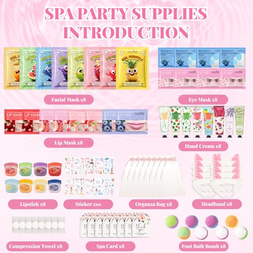 90PCS Spa Party Supplies Set for Girls with Masks, Tattoos & Favors - Variation of THIS listing