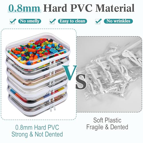 Sanwuta 6 Clear Hard Zipper Cases - White, 9.84 x 7.87 x 2 Inches