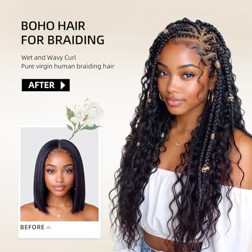 Deep Wave Boho Human Hair for Braiding - 20 Inch, 100g, Unprocessed & Tangle-Free - Variation #1B