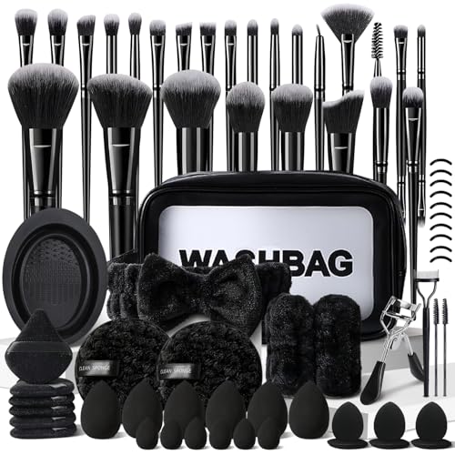 KUORYZAL Black Makeup Brushes Set 70Pcs Professional Synthetic Face & Eye Brush Kit - Variation 5243K