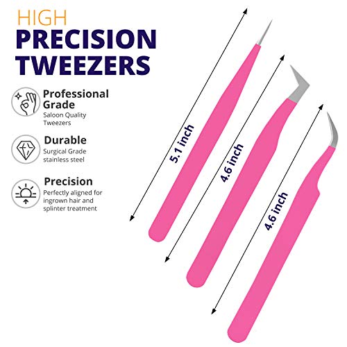 SIVOTE Volume Lash Tweezers for Eyelash Extensions ? Professional Stainless Steel Straight & Curved Tips ? Precision Lash Extension Tweezers Set for Volume & Classic Lashes (Pack of 3, Pink)