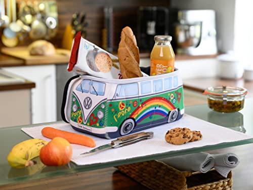 VW T1 Bus Cosmetic Bag - Neoprene Toiletry Travel Organizer, Peace Green 30x14x12cm