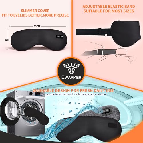 Heated Eye Mask for Dry Eyes Relief, Cordless Sleeping Eye Compress, Rechargeable, Washable, Adjustable Temperature