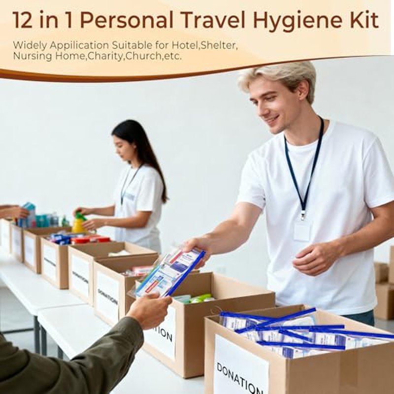30 Set Personal Hygiene Kit Bulk,12-IN-1 Individually Wrapped Blue Basic Toiletry Supplies Disposable Travel Toothbrushes and Hotel Vanity Set for Homeless,Guests,Charity