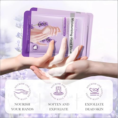 Moisturizing Hand Masks Set - Hydrating Collagen Gloves for Dry Skin, Lavender Scent