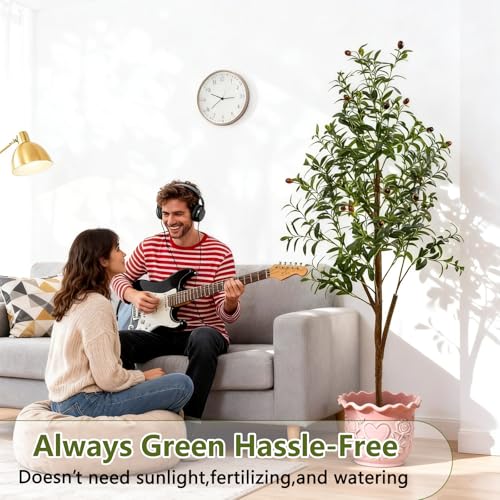 AzureLeap 5FT Artificial Olive Tree with Moss & Basket – Realistic Indoor Olive Silk Tree for Home & Office