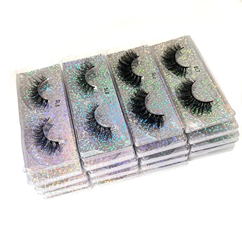 50 Pairs 3D Faux Mink False Eyelashes Bulk Wholesale 16mm Natural Styles with Variation 1 Pair Pack