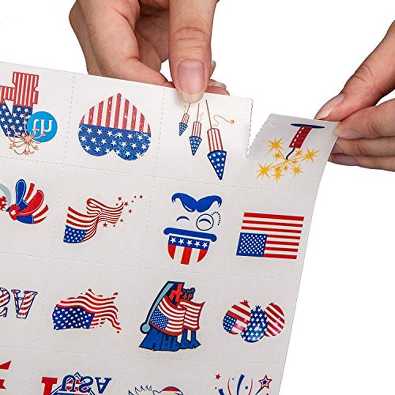 288PCS 4th of July Adult Patriotic Temporary Tattoos Glow in the Dark Body Decor 48 Designs