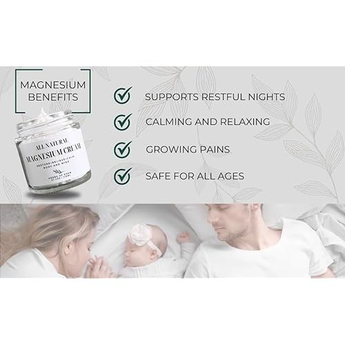 Organic Magnesium Cream ? Extra Strength Nighttime Moisturizer | Made in USA, Family-Owned, Glass Jar, Gentle For All Ages