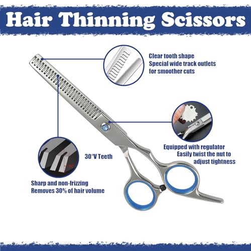 Blue 27-Piece Professional Hair Cutting Scissors Kit with Thinning Shears & Accessories