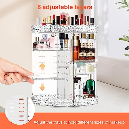360° Rotating Makeup Organizer with Adjustable Layers - Clear A-Clear