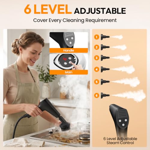 Handheld Steam Cleaner with 6 Adjustable Settings for Home & Car Cleaning