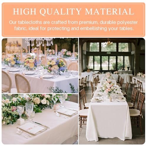 12 Pack White Rectangle Tablecloths 60 x 102 Inch for 6 Foot Tables - Wrinkle-Resistant Polyester, Reusable Event Cover - Variation: White-60 x 102 Inch, 12 Pack