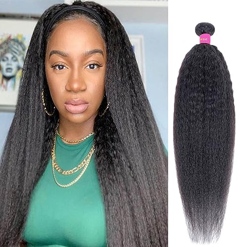 Short Brazilian Yaki Straight Human Hair Bundles 12 Inch - Kinky Straight Variation