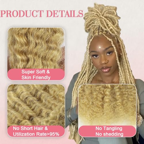 Afro Kinkys Bulk Human Hair for Dreadlocks & Twists - Honey Blonde 12 Inch, 50g Pack - Variation #27