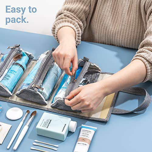 Travel Makeup Bag with Removable Compartments & Hanging Hook - Organize Cosmetics & Personal Care