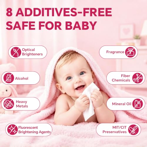 ICOTLE 360 Count Large 3.5x4.3in 100% Cotton Dry Wipes – Ultra Soft & Absorbent, Diaper Change