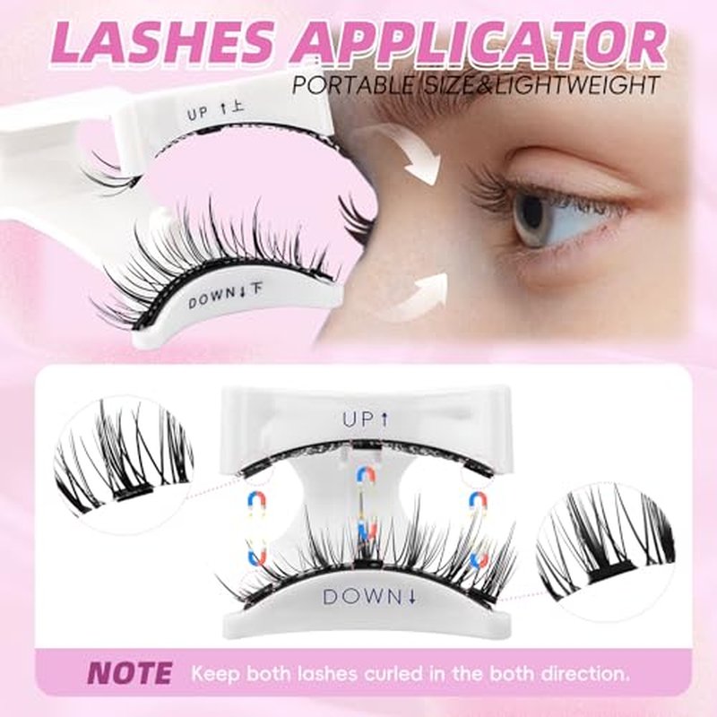 FADLASH Magnetic Eyelashes with Applicator Reusable Magnetic Lashes Natural Look 4 Pairs with Clamp No Glue Needed False Eyelashes Kit Easy to Wear (604+079+806+B7)