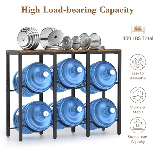 5 Gallon Water Jug Holder Stand with 3-Tier Shelves and Large Top Shelf