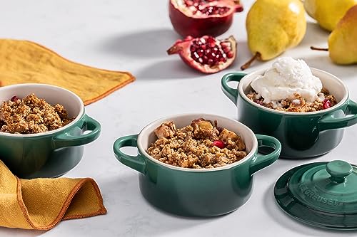 Le Creuset Stoneware Mini Cocotte Set of 4 - 8 oz Artichaut, Oven Safe, Colorful