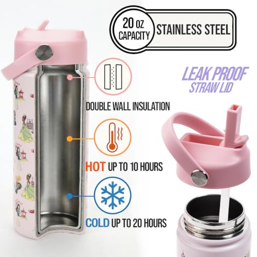 Princess Pink AOP Character 16-Inch Backpack & Lunch Box Set with Stainless Steel Water Bottle