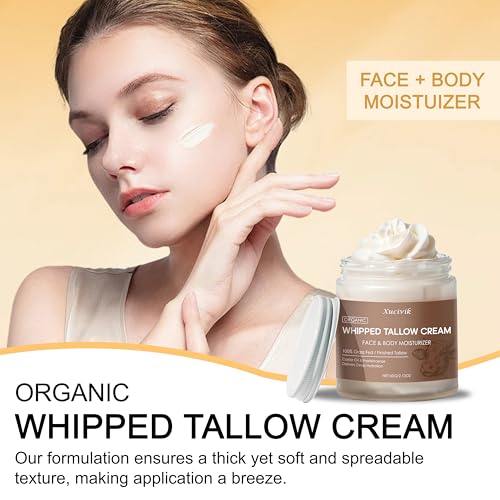 Grass-Fed Beef Tallow Face Moisturizer with Frankincense Oil & Castor Oil,Ultra-Hydrating Non-Greasy Formula,Organic Tallow Balm for Skin Hydration, Anti-Aging, and Sensitive Skin Care ,2.72oz