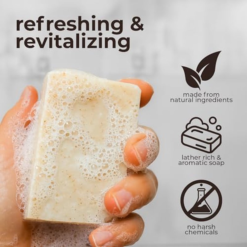 All Natural Bar Soap - Exfoliating Trio - Cheerioats, Hey Wildflower, Alright Alright Almond (4.5 oz each, 3 pack)