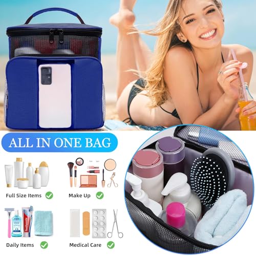 Blue Dorm Shower Caddy Organizer for College Students - Water-Resistant Toiletry Bag