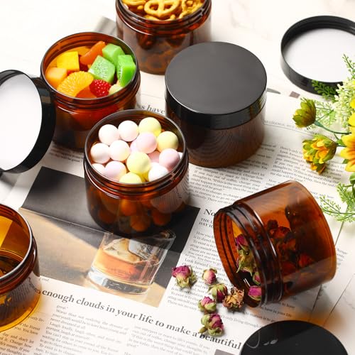Amber Plastic Jars with Lids - 40 Pack, 10 oz Cosmetic Containers - Variation: Amber / 10 oz