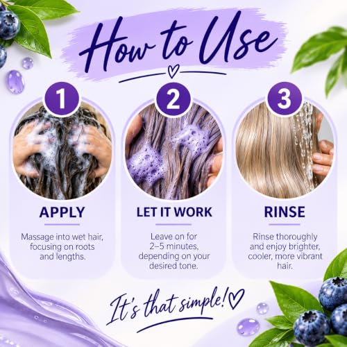 Purple Blue Toning Shampoo Pack for Blonde Gray Silver Hair - Sulfate & Paraben Free