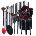 Makeup Brush Set with Holder - 29Pcs Matte Black Vegan Brushes for Face & Eyes, Professional Cosmetic Kit with Large Storage Case