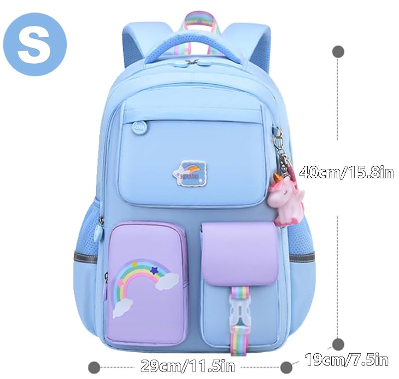 Unicorn Backpack for Kids - Cute Lightweight Laptop Bag, Blue Small