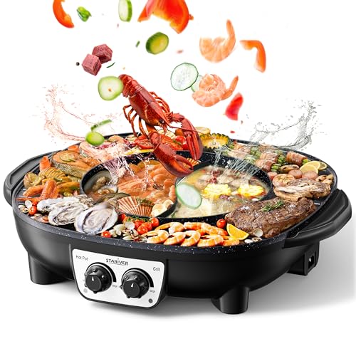 2-in-1 Electric Hot Pot and Grill - Korean BBQ & Shabu Shabu Cooker