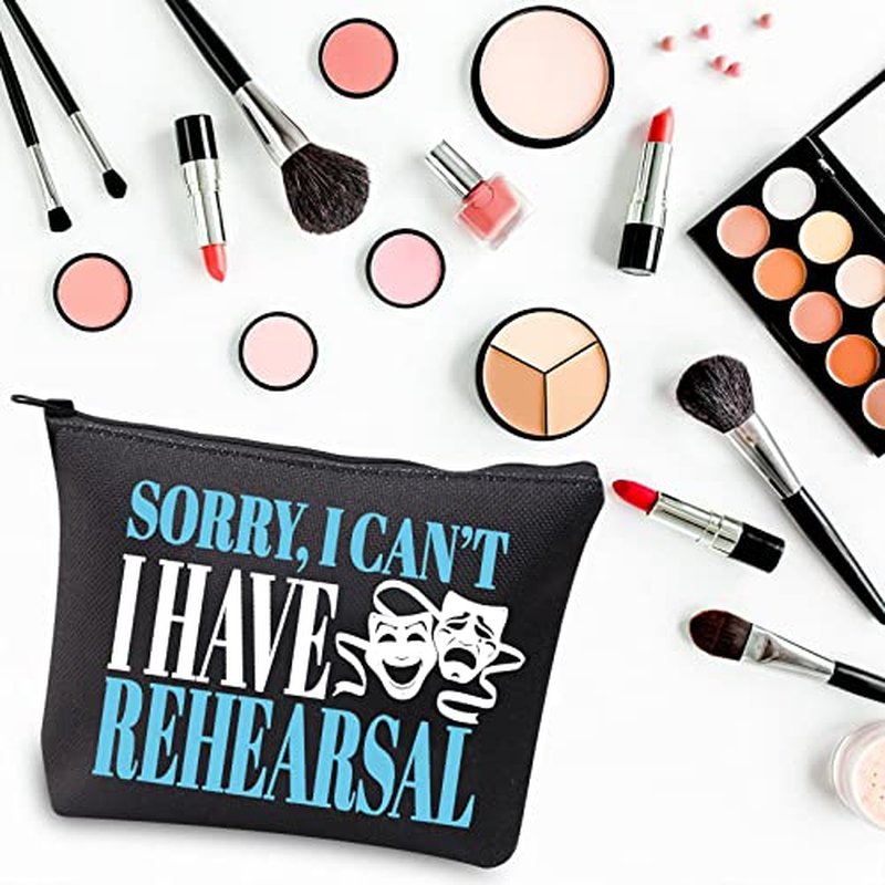 BDPWSS Theater Makeup Bag Drama Actor Actress Gifts Comedy Tragedy Mask Theatre Bag Sorry i Can't i Have Rehearsal Funny Drama Student Gift (I Have Rehearsal bl)
