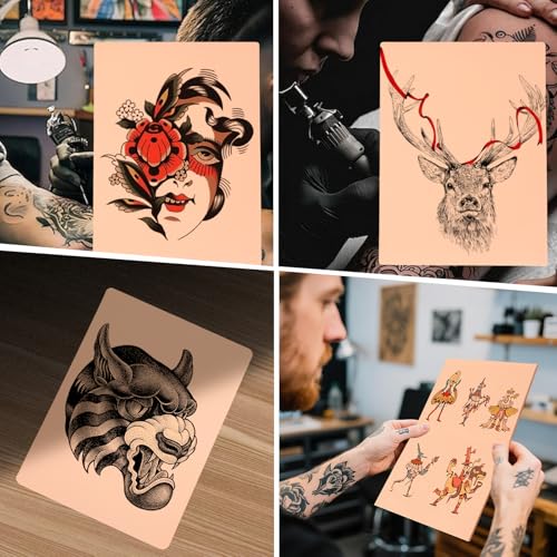 50Pcs Double-Sided Tattoo Practice Skins - Realistic Skin-Like Feel, Reusable, 7.5 x 5.7 Inches
