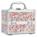 Mosaic Orange Makeup Train Case with Mirror & Lockable Storage for Girls